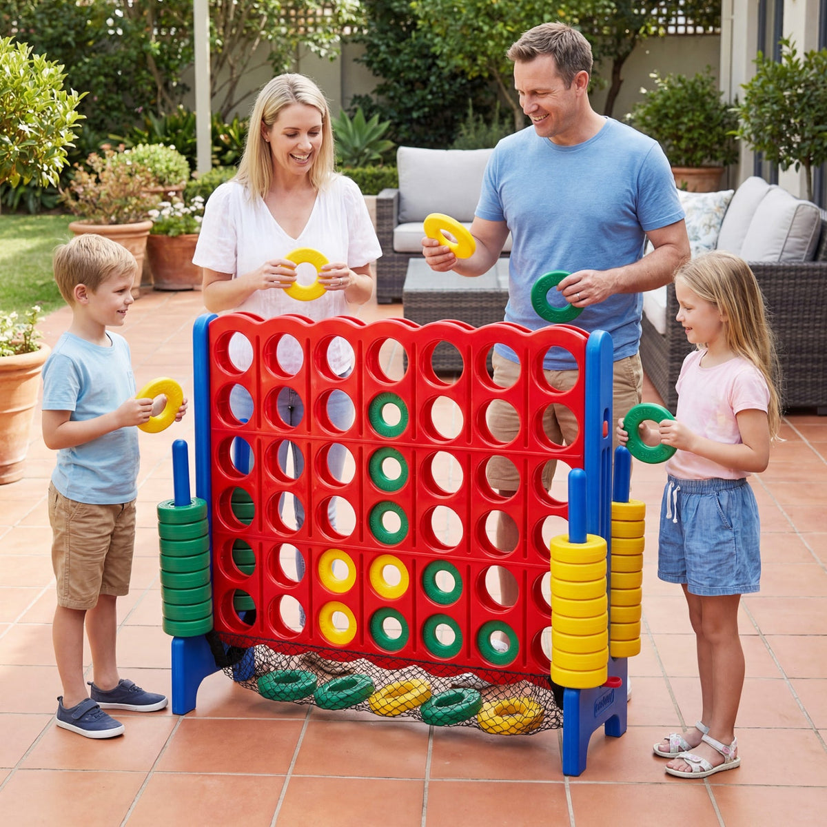 Jumbo 4 in a Row Game Set with 42 Chess Pieces 4-to-Score Giant Game Set DirectDeals