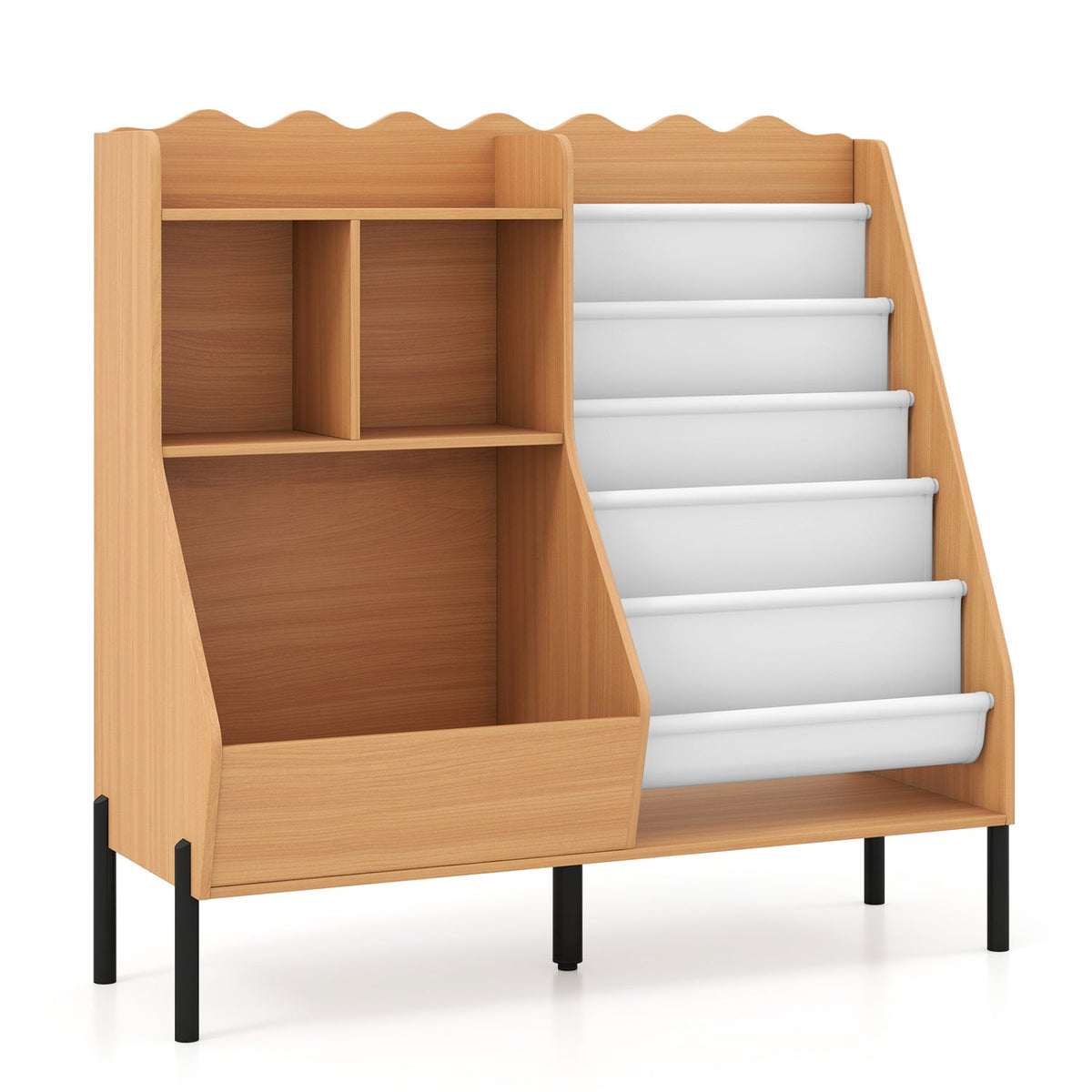 Kids Bookshelf and Toy Storage Organizer with 5 Fabric Pockets DirectDeals