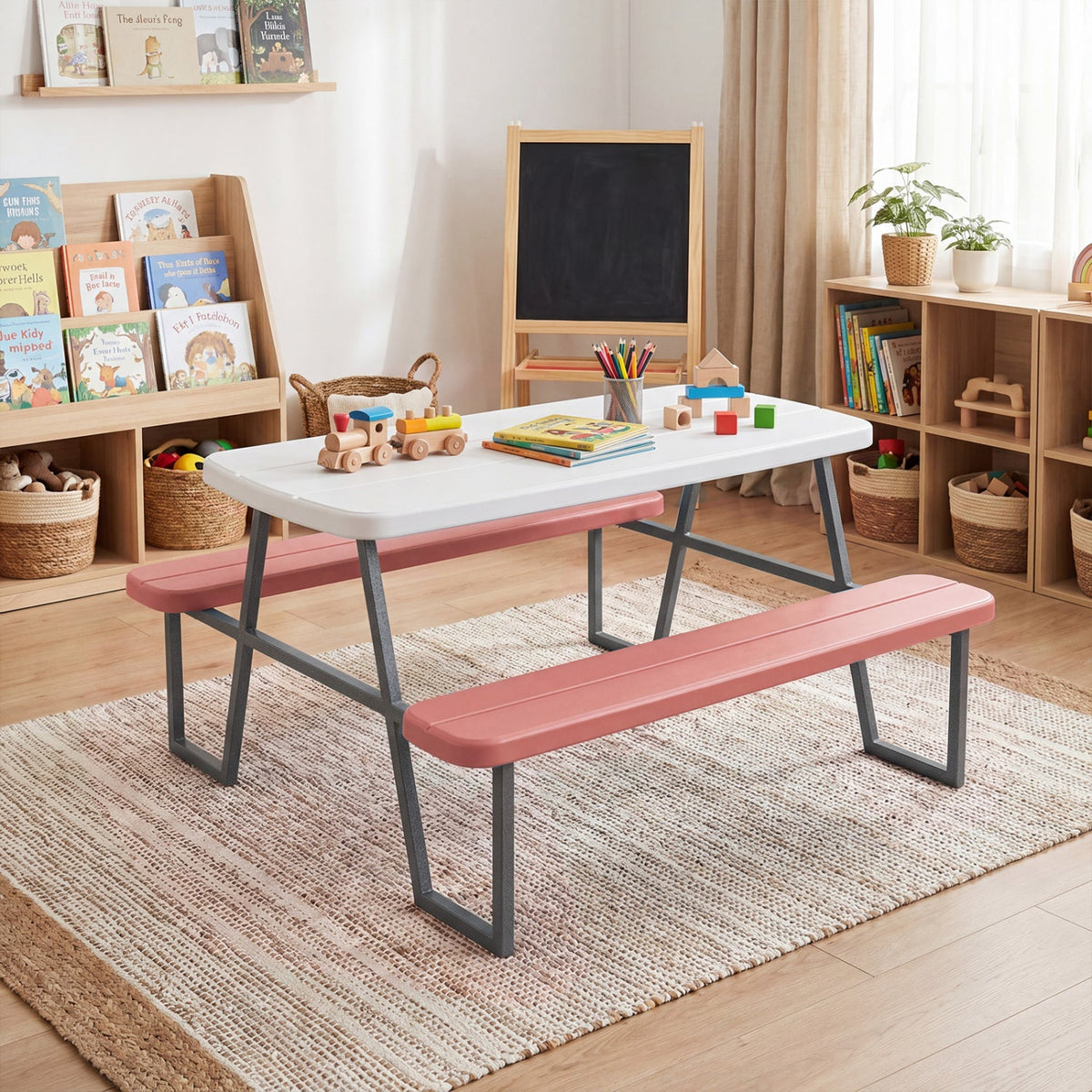 Kids Picnic Table with Benches Seats up to 4 DirectDeals