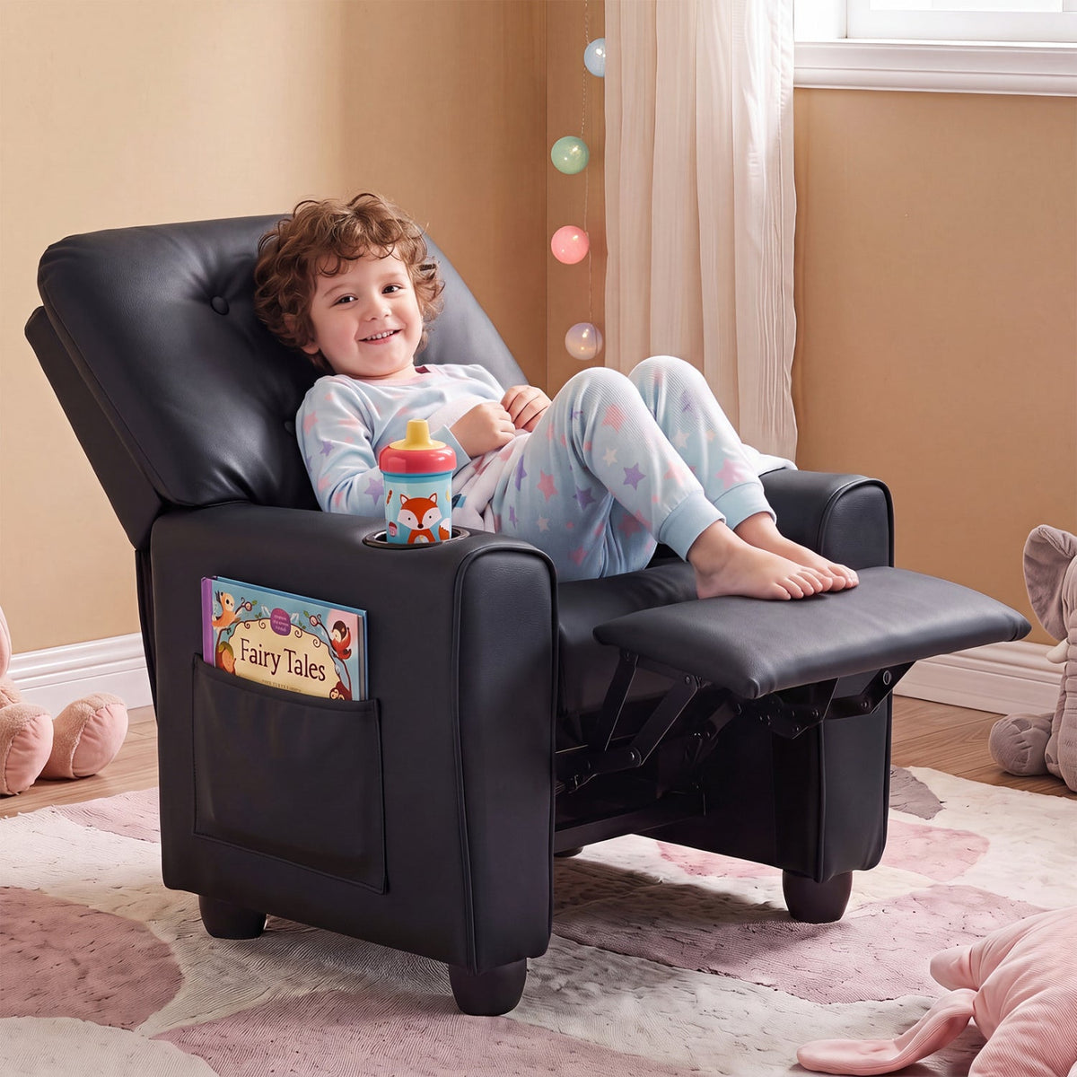 Kids Recliner Chair with Cup Holder & Adjustable Backrest DirectDeals