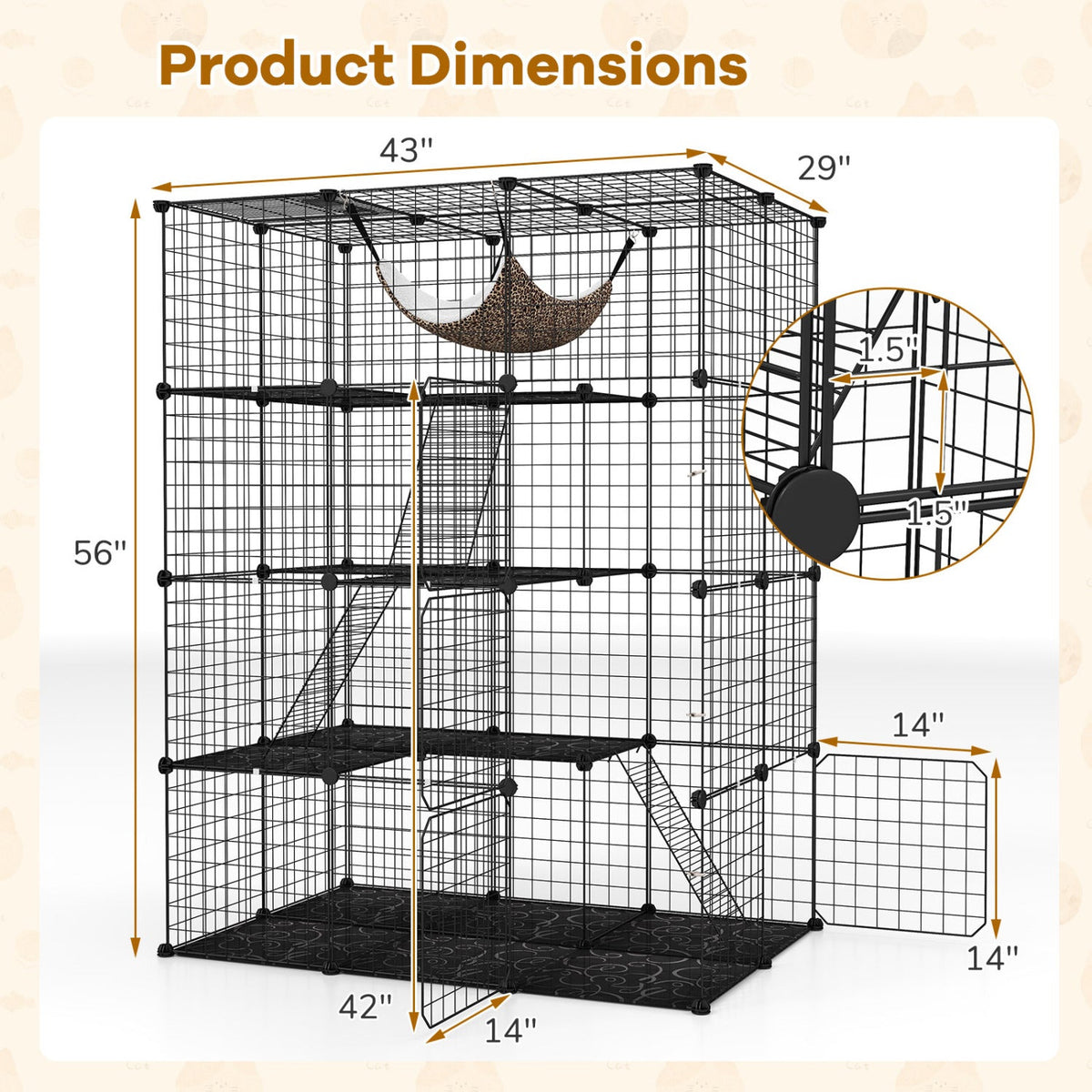 4-Tier Cat Cage with Skylight and Hammock for 1-4 Cats DirectDeals