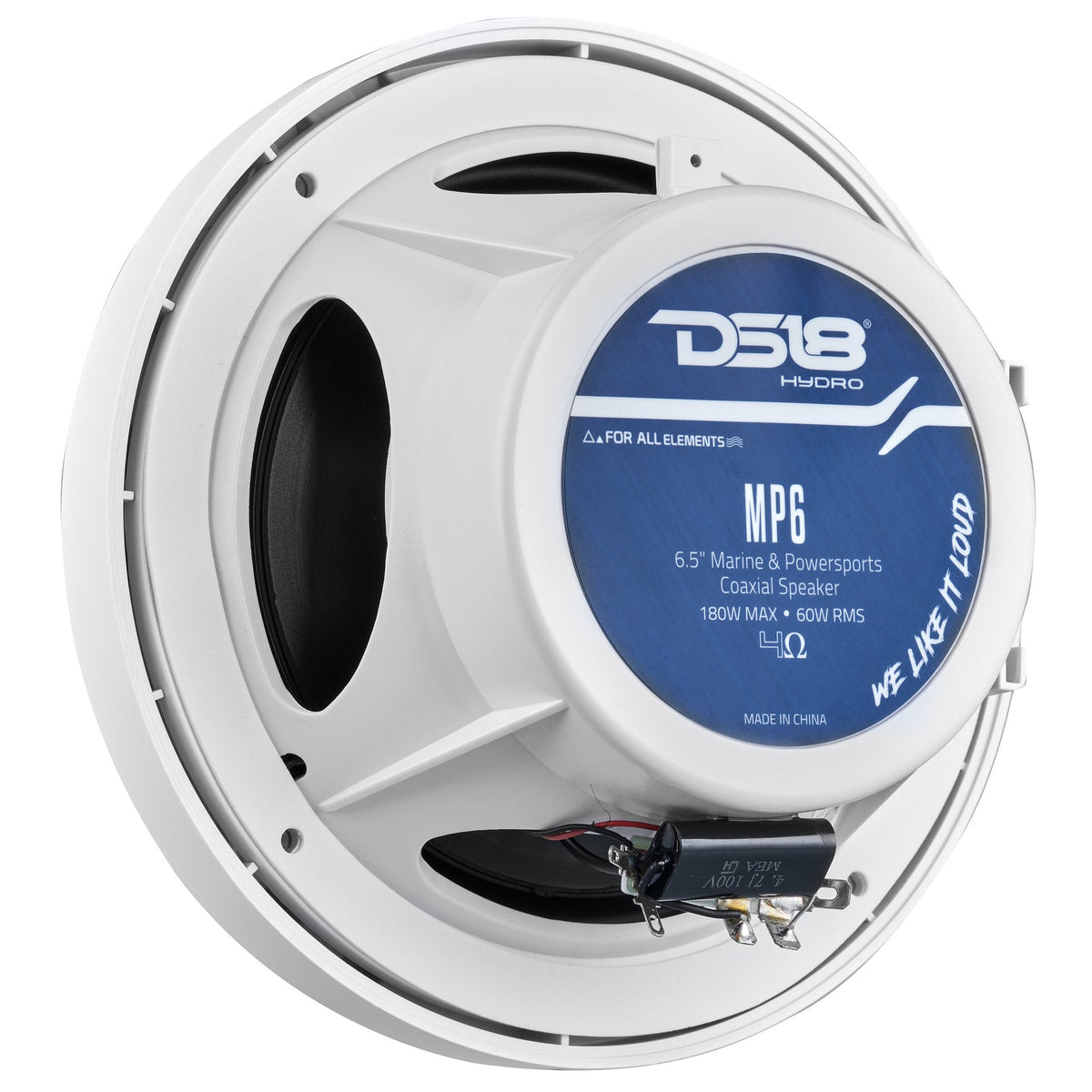 MP 6.5" 2-Way Coaxial Marine Speaker 60 Watts Rms 4-Ohm -White DS18