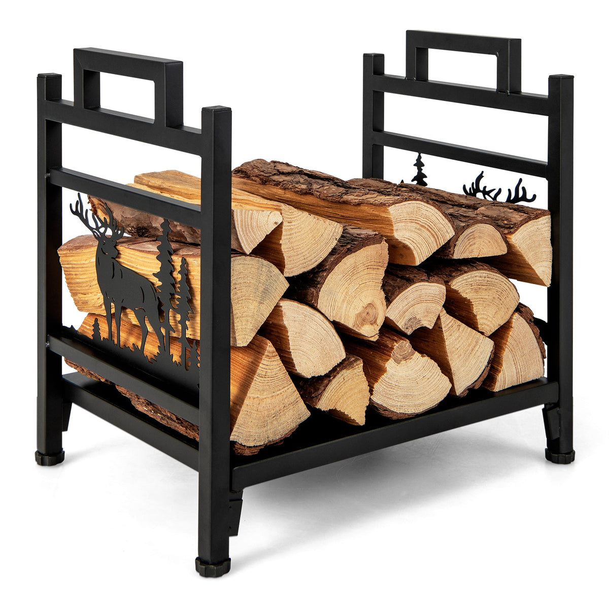 18.5 Inch Metal Firewood Rack with Dual Handles