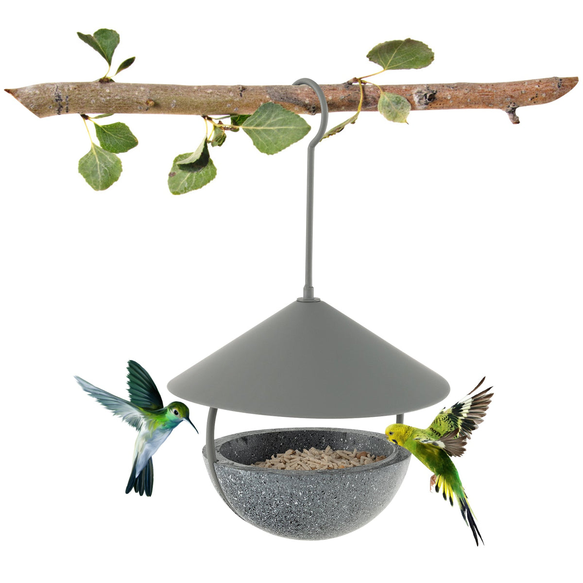 Metal Hanging Bird Feeder and Bath with Weatherproof Dome