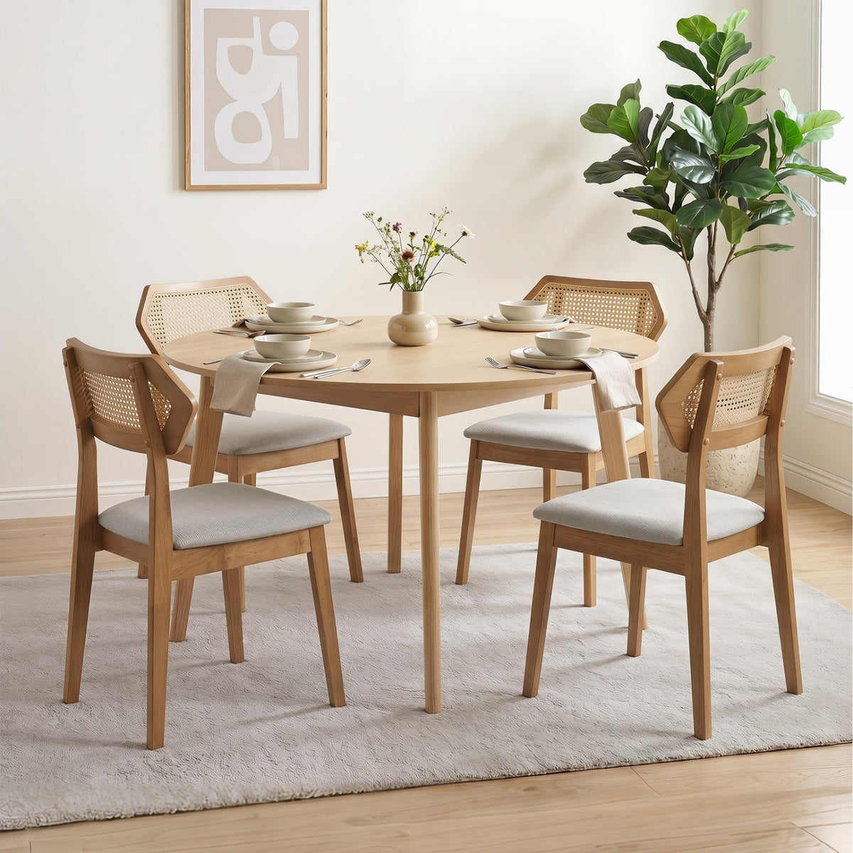 Rattan Dining Chairs Set of 4 with Curved Back DirectDeals