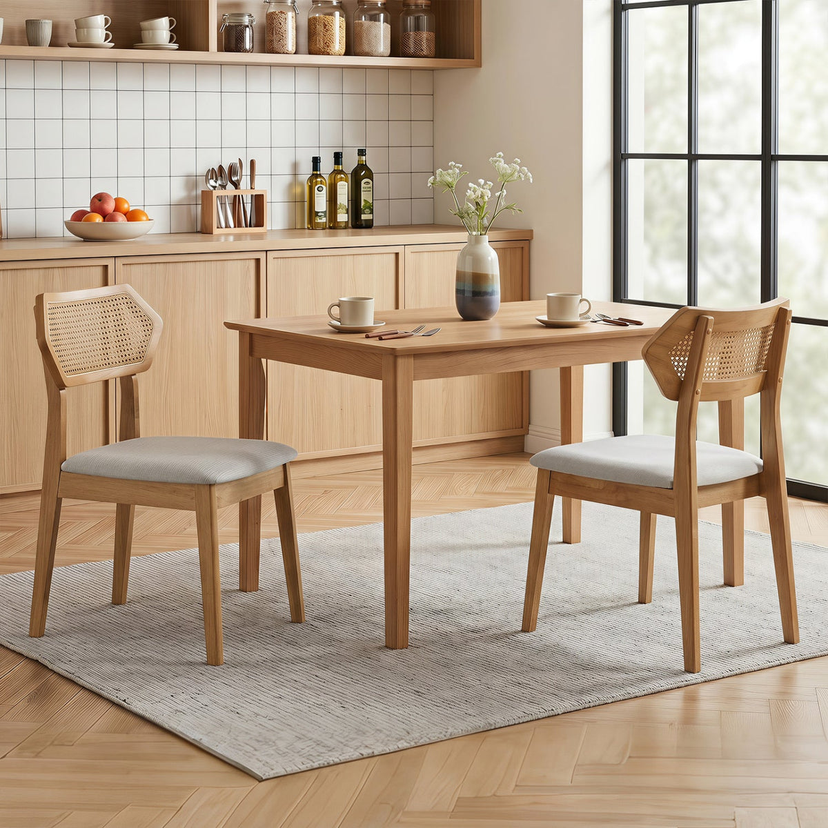Rattan Dining Chairs Set of 4 with Curved Back DirectDeals