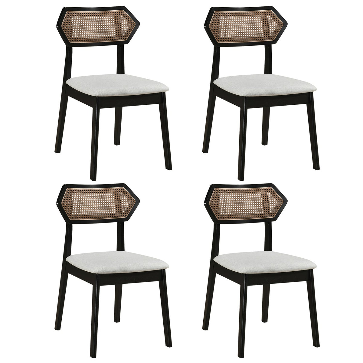 Rattan Dining Chairs Set of 4 with Curved Back DirectDeals
