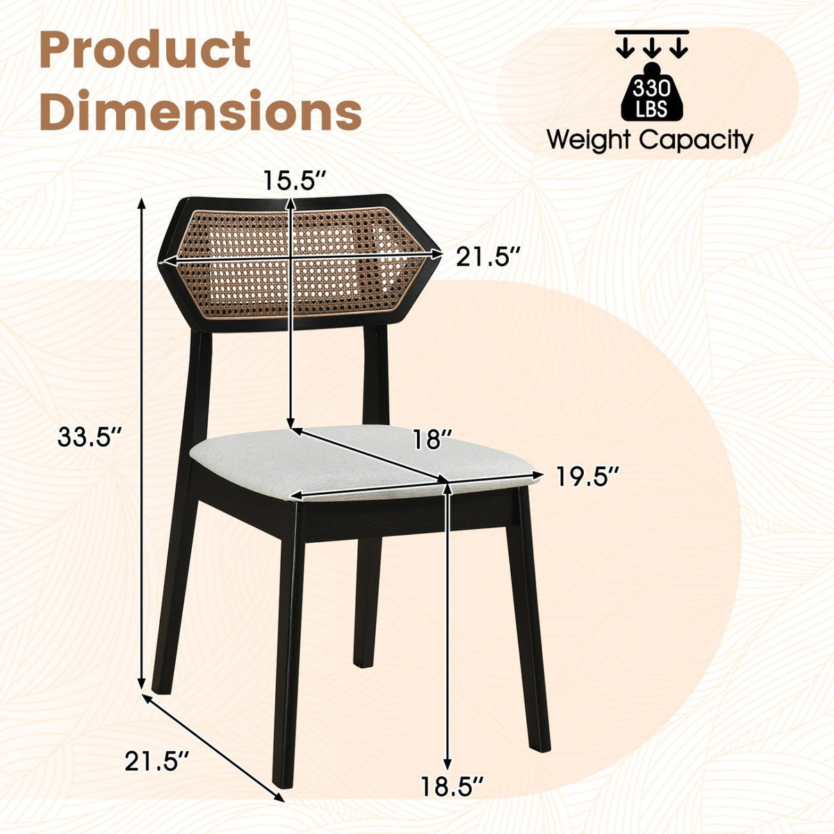 Rattan Dining Chairs Set of 4 with Curved Back DirectDeals