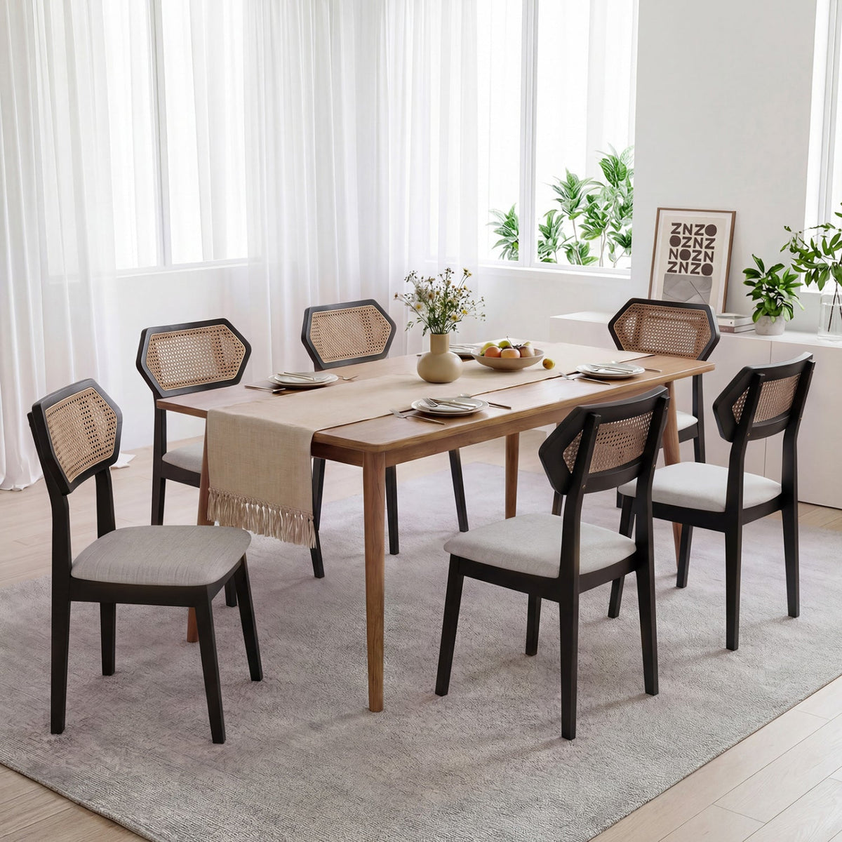 Rattan Dining Chairs Set of 4 with Curved Back DirectDeals