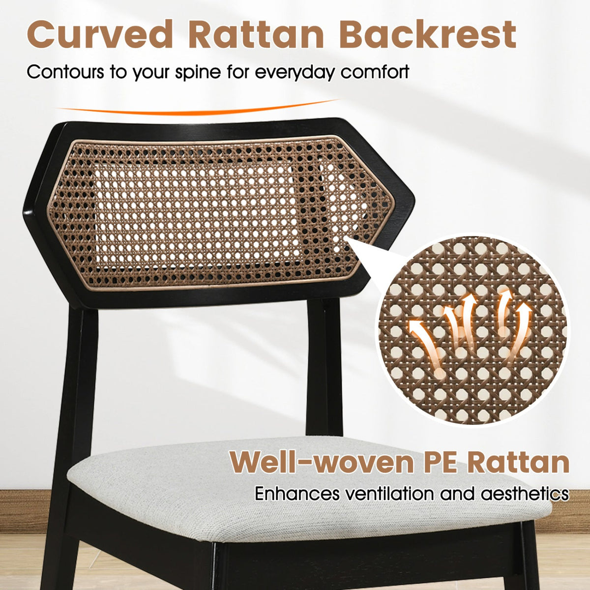 Rattan Dining Chairs Set of 4 with Curved Back DirectDeals