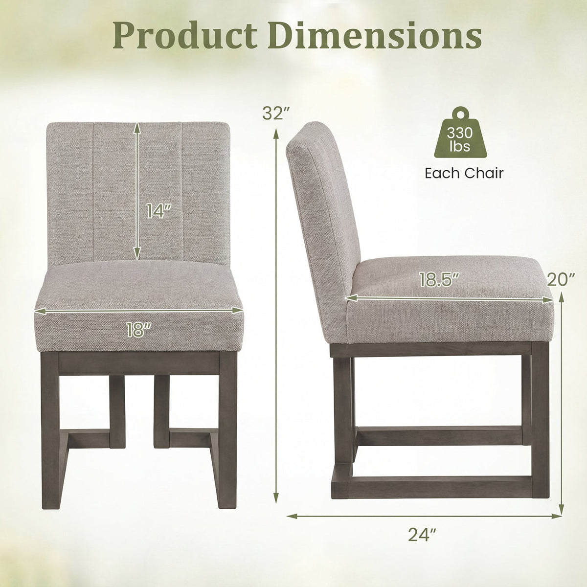 Modern Farmhouse Fabric Dining Chairs Set of 4 with 5.5" Thickened Padded Seat