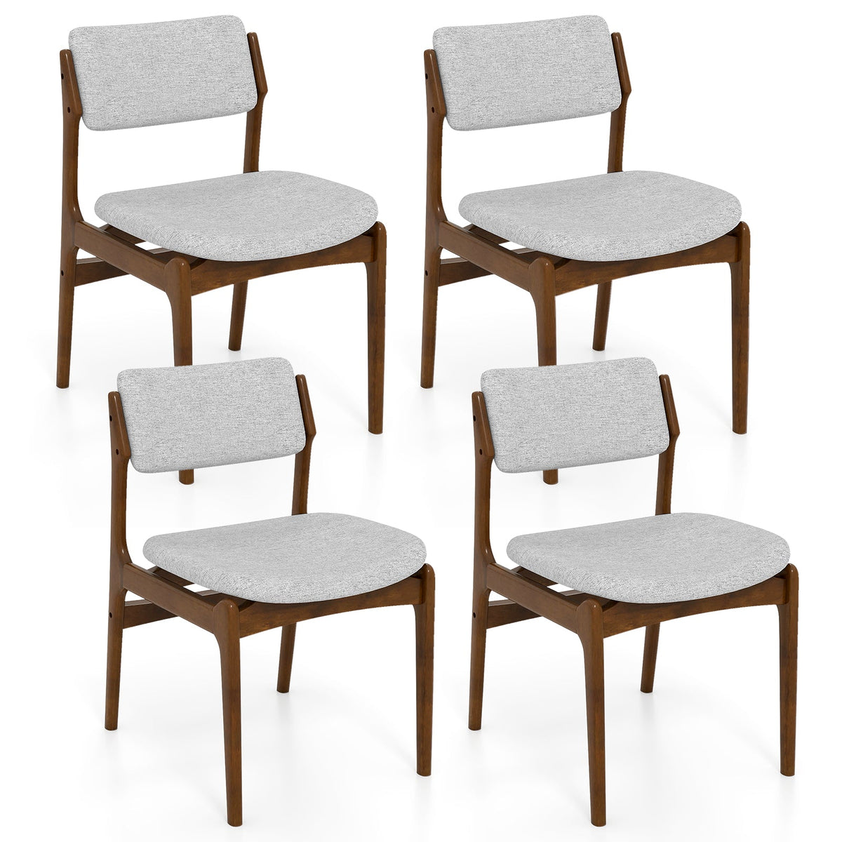 Modern Padded Dining Chairs with Rubber Wood Legs Set of 4-Brown