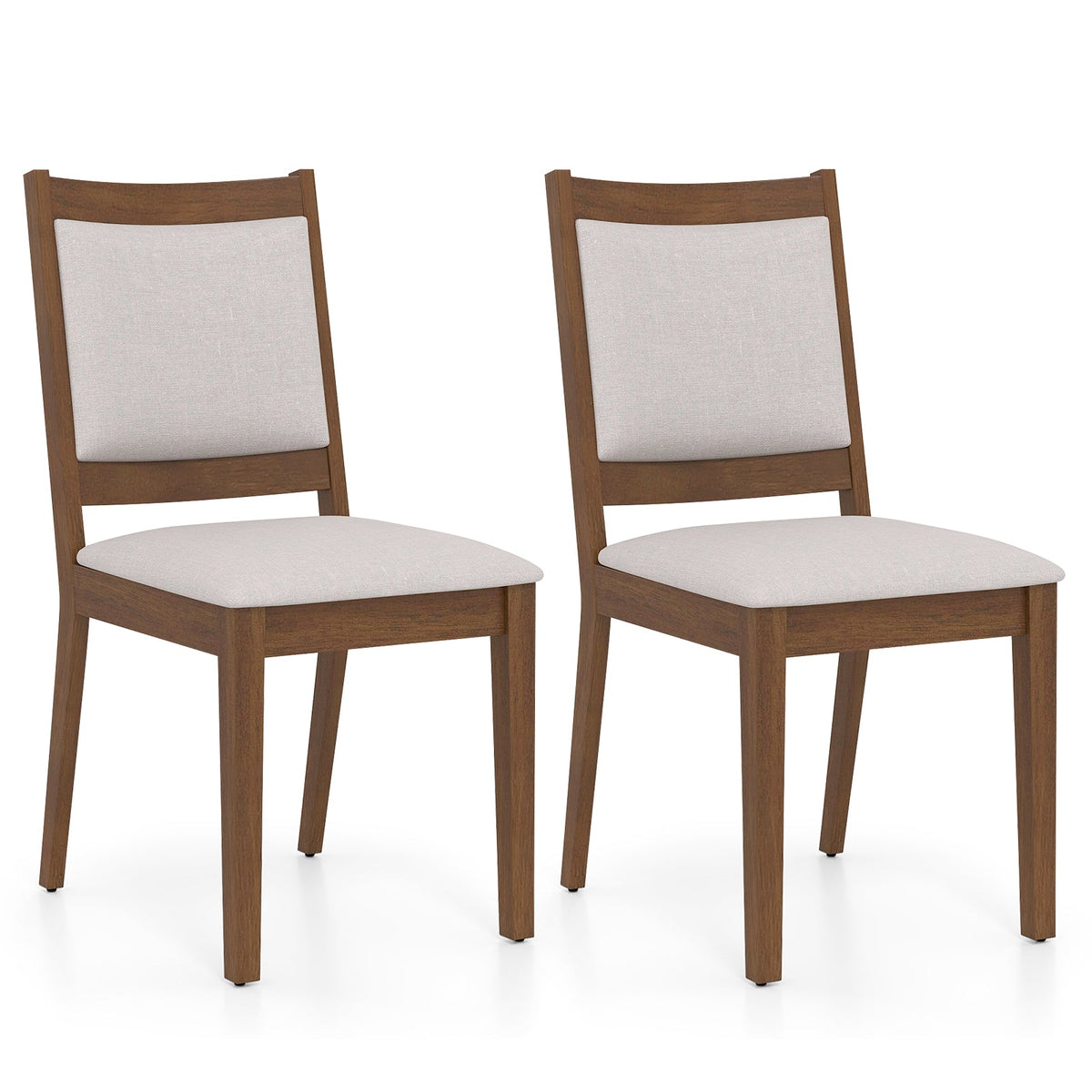 Modern Dining Upholstered Kitchen Chair Set of 2 with Padded Backrest-Brown