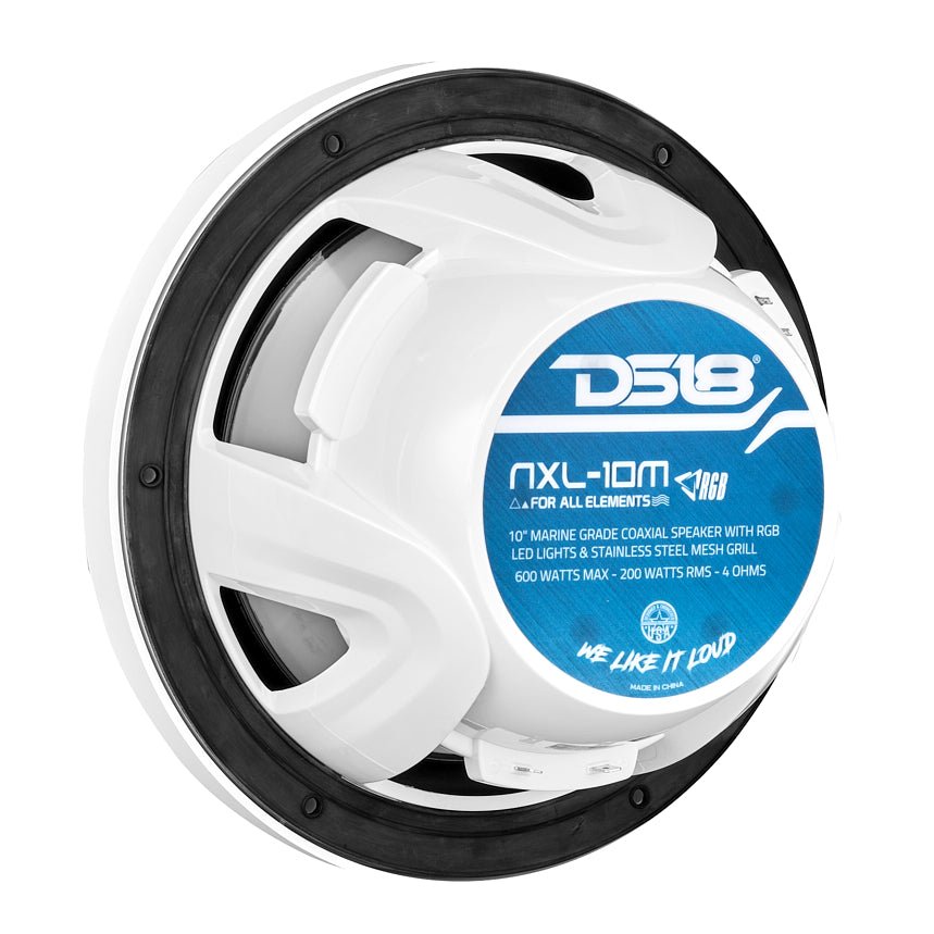 NXL 10" 2-Way Coaxial Marine Speaker with RGB LED Lights 200 Watts Rms 4-Ohm DS18