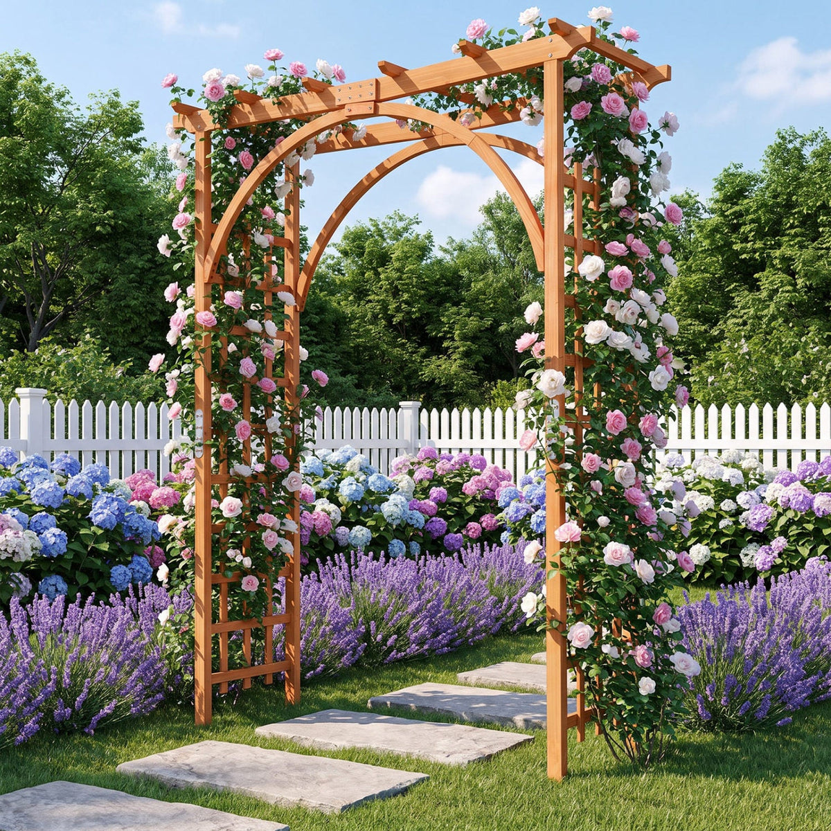 Garden Arch Trellis 85" Tall Fir Wood for Climbing Plants DirectDeals