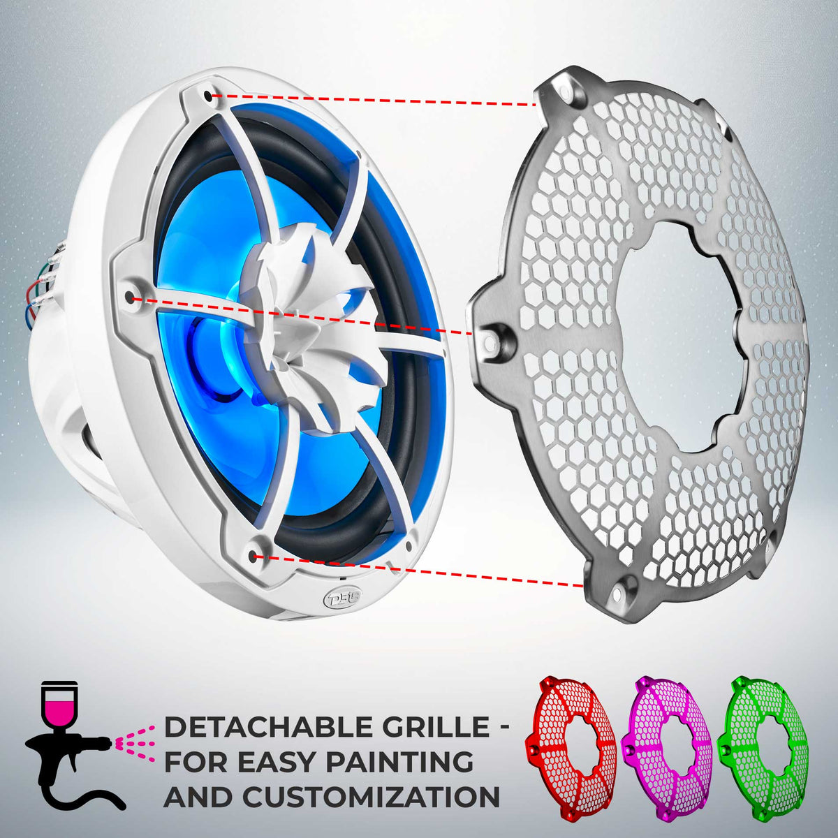 NXL 10" 2-Way Coaxial Marine Speaker with RGB LED Lights 200 Watts Rms 4-Ohm DS18