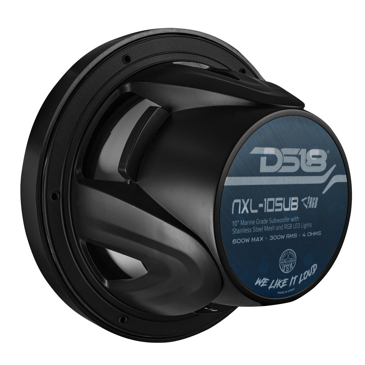 NXL 10" Marine Subwoofer with LED RGB Lights 300 Watts Rms SVC 4-Ohm DS18