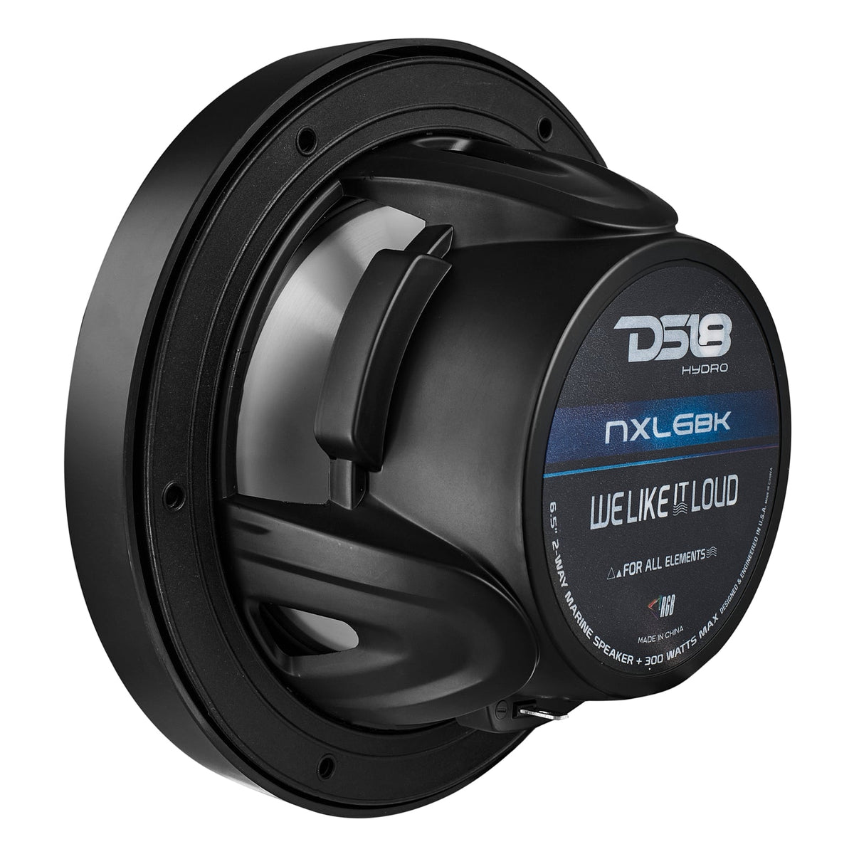 NXL 6.5" 2-Way Coaxial Marine Speaker with LED RGB Lights | 100W RMS 4-Ohm DS18