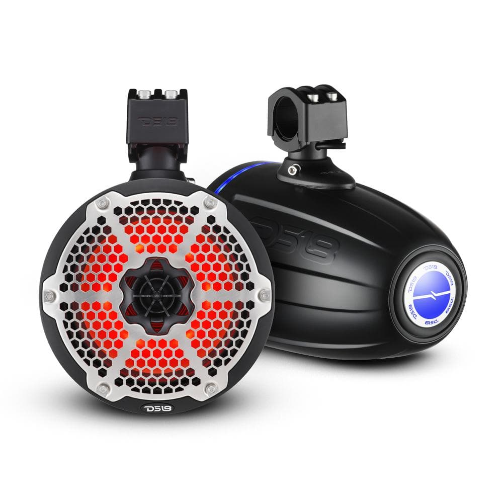 DS18 Better Marine Stereo Package 2 x 8” Speaker Tower | 1 x 2 Ch Amplifier | 1 x MOFCKIT8 and 1 x LED-BTC DS18