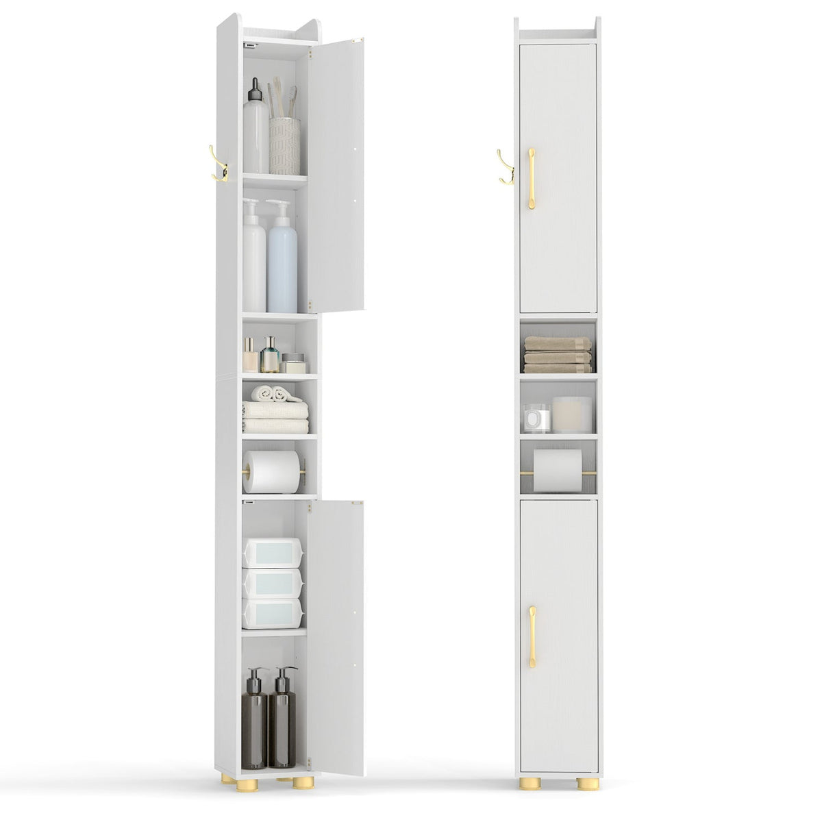 Narrow Bathroom Storage Cabinet with Shelves & Paper Holder DirectDeals