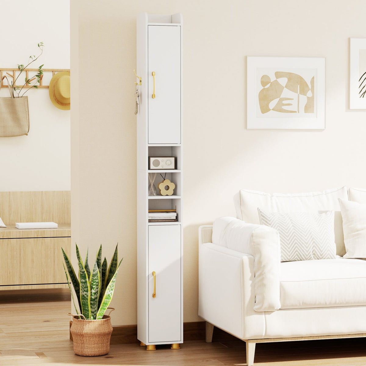 Narrow Bathroom Storage Cabinet with Shelves & Paper Holder DirectDeals