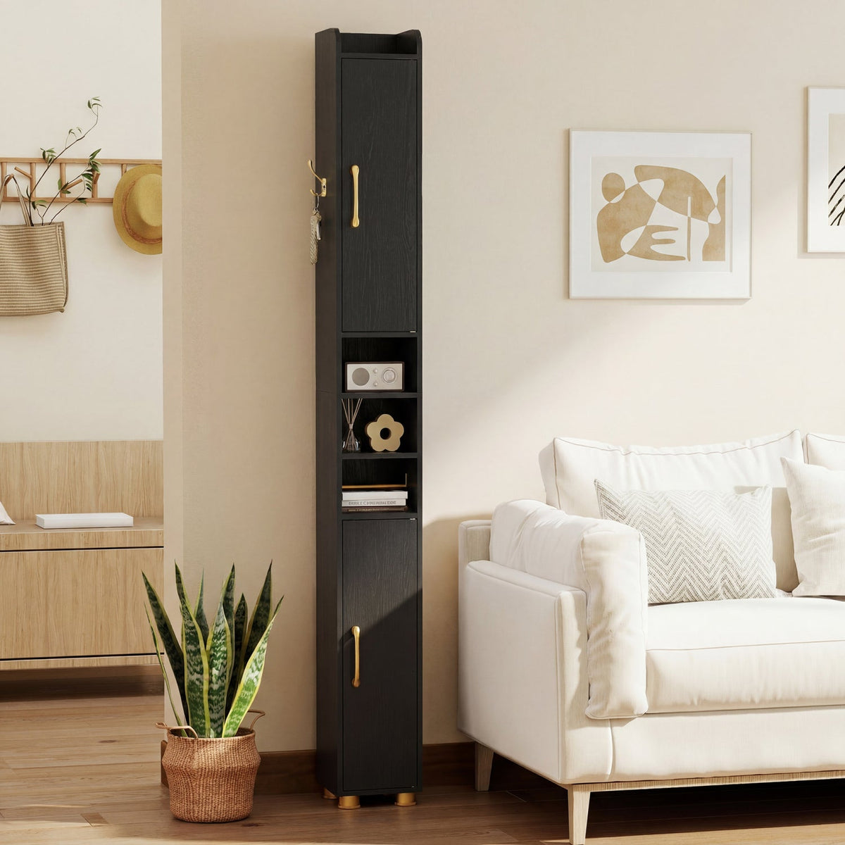 Narrow Bathroom Storage Cabinet with Shelves & Paper Holder DirectDeals