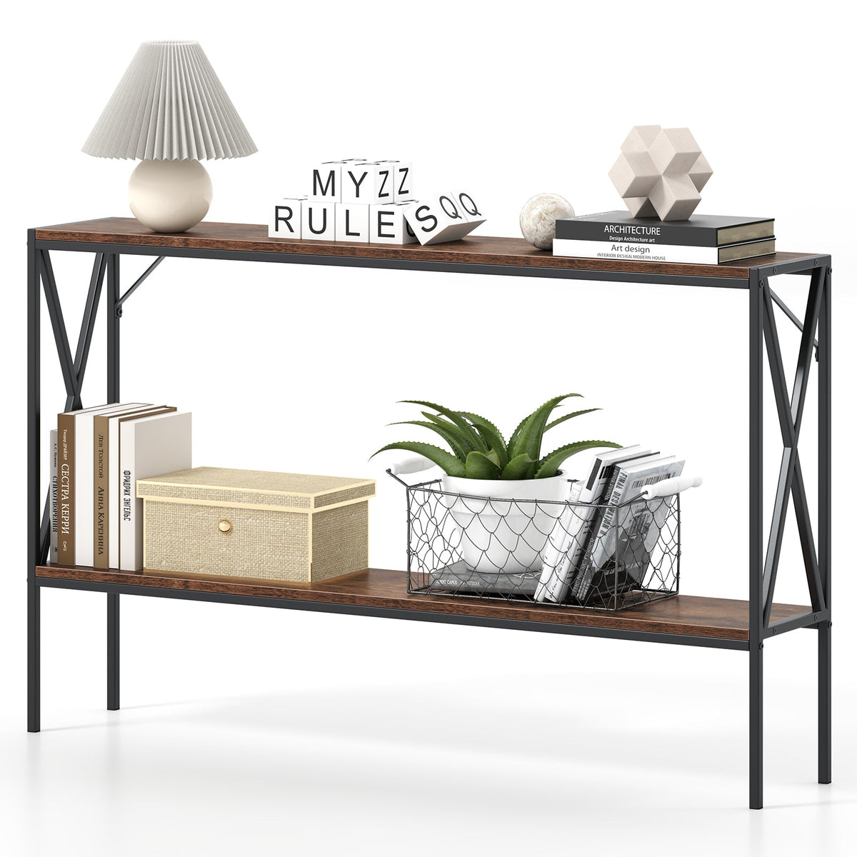 Narrow Console Table 2-Tier Entryway Table with Storage