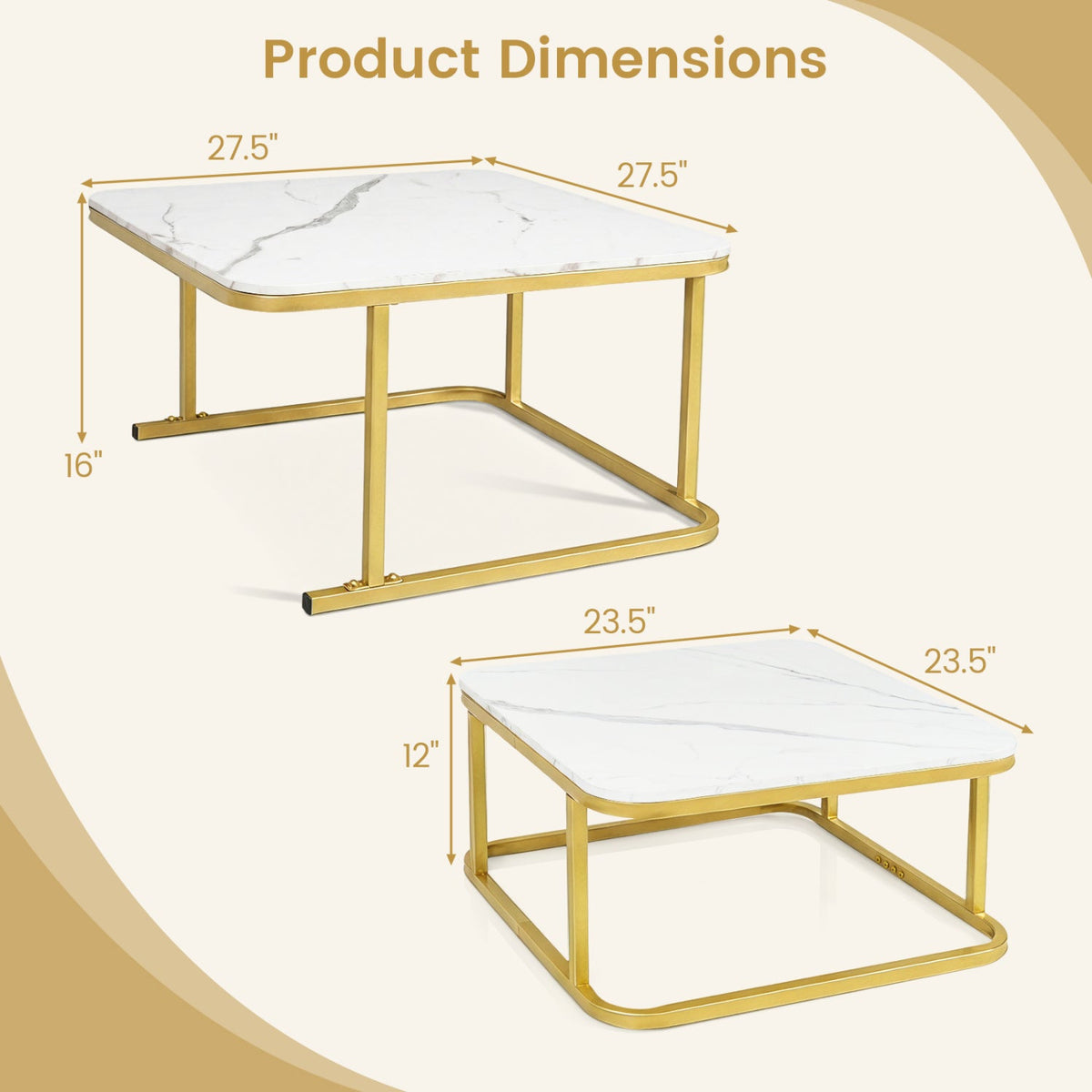 Nesting Coffee Table Set of 2 with Faux Marble Top DirectDeals