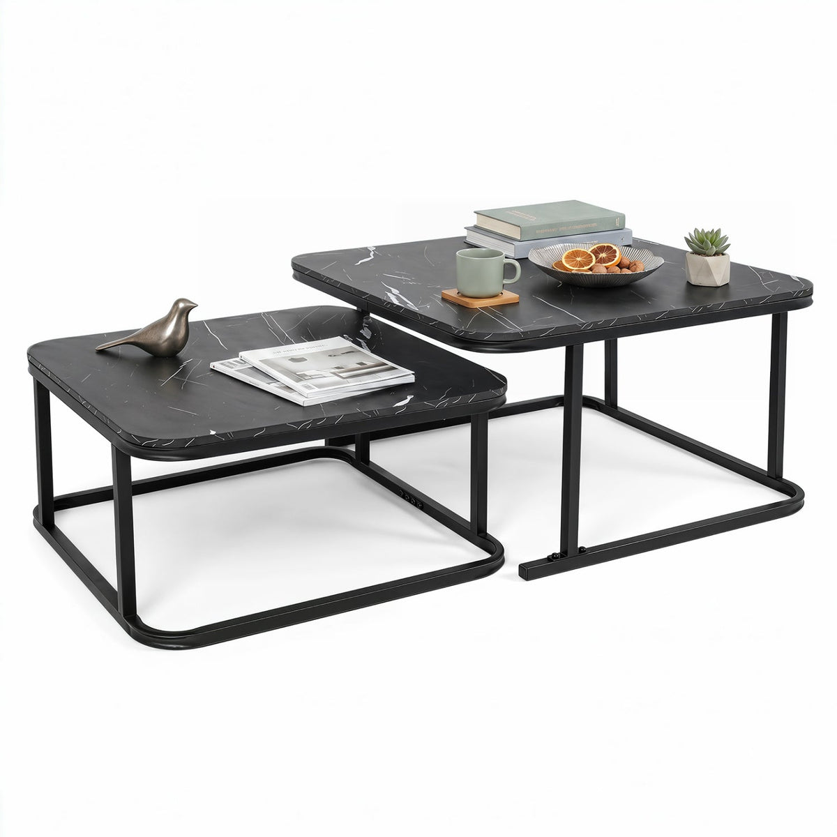 Nesting Coffee Table Set of 2 with Faux Marble Top DirectDeals