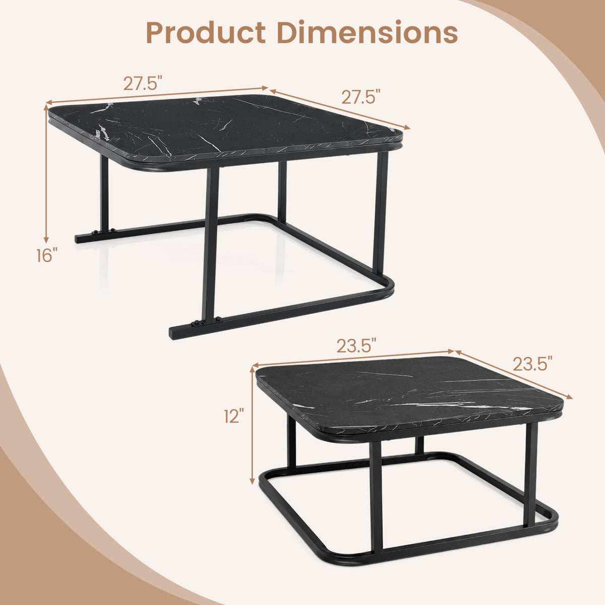 Nesting Coffee Table Set of 2 with Faux Marble Top DirectDeals
