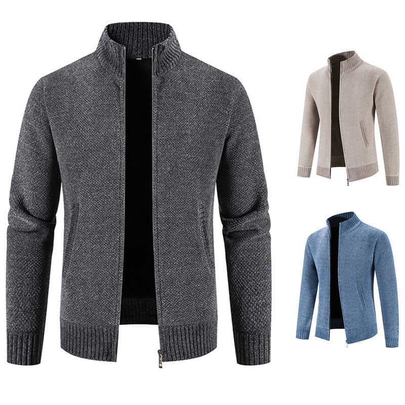 Velvet Sweater Zipper Cardigan Slim Jacket Coat