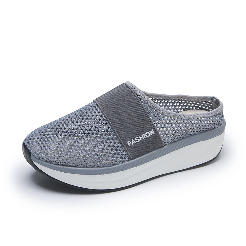 Plus Size Mesh Platform Slip-ons