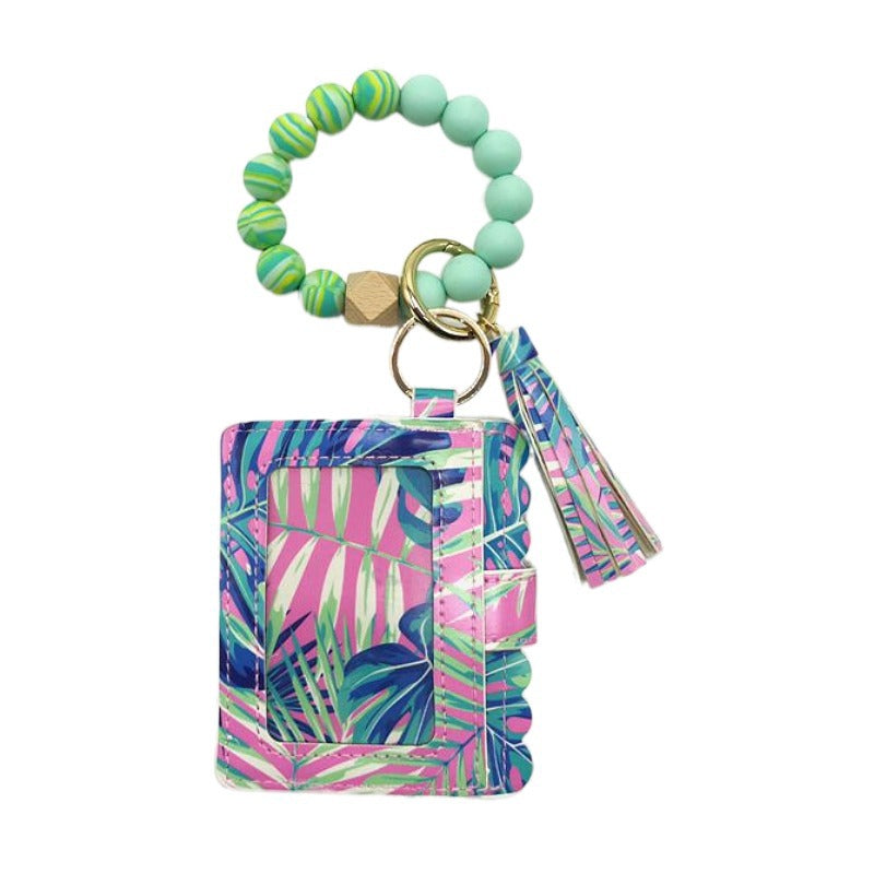 Silicone Beads Bracelet Key Chain Leopard Print