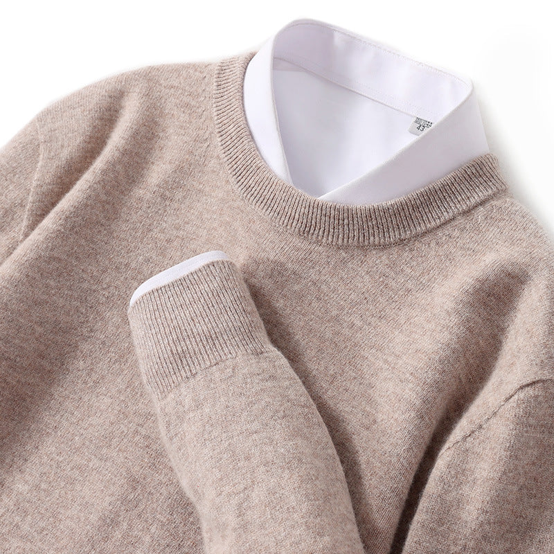 Men's Pure Wool Round Neck Autumn And Winter Knitted Sweater