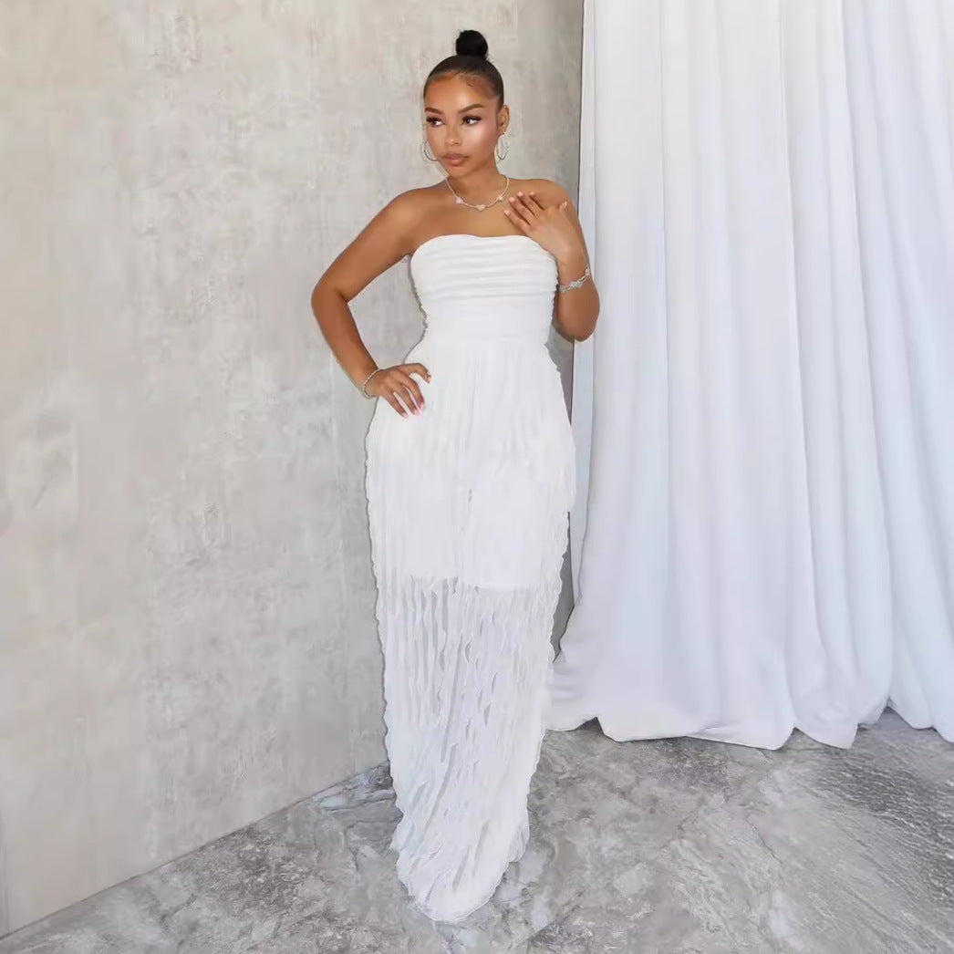 Elegant Wave Tube Top Jumpsuit