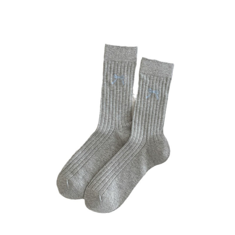 Cute Girl Bow Tube Socks Hollow Bunching Socks
