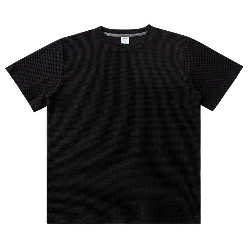 Knitted Short-Sleeved T-Shirt Men’s Loose Solid Color