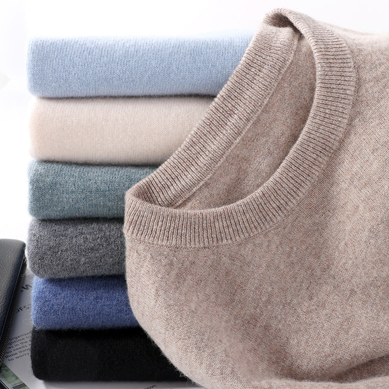 Men's Pure Wool Round Neck Autumn And Winter Knitted Sweater