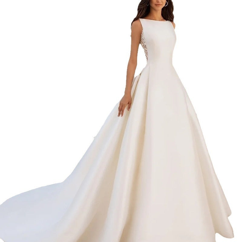 French Lace Satin Wedding Dress