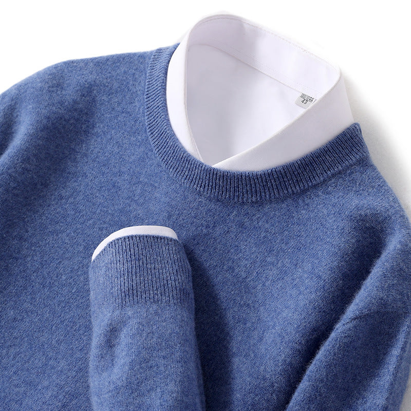 Men's Pure Wool Round Neck Autumn And Winter Knitted Sweater