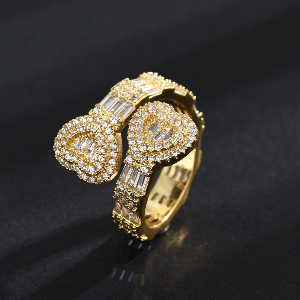 Copper Zircon Heart-shaped Irregular Ring