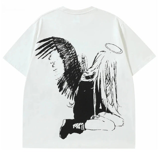 Hip Hop Men's Cartoon Angel Wings T-shirt
