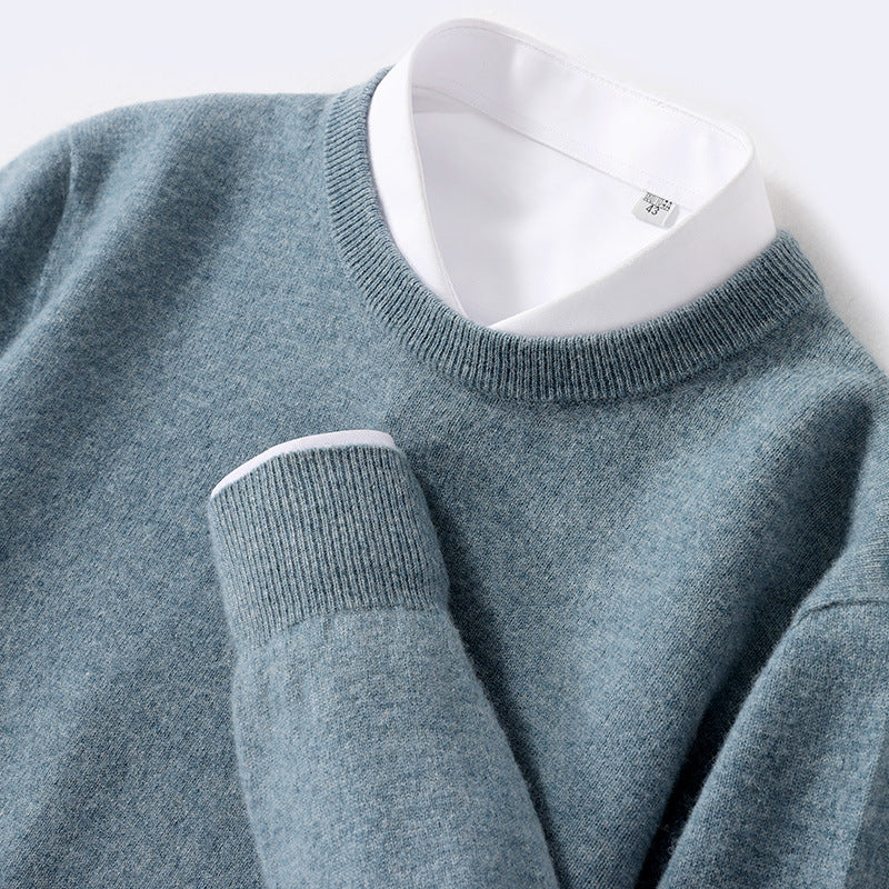 Men's Pure Wool Round Neck Autumn And Winter Knitted Sweater