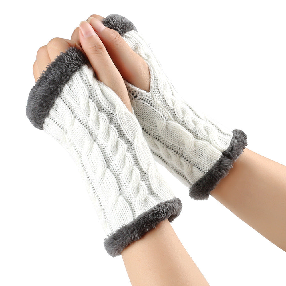 Fleece-Lined Knitted Fingerless Gloves