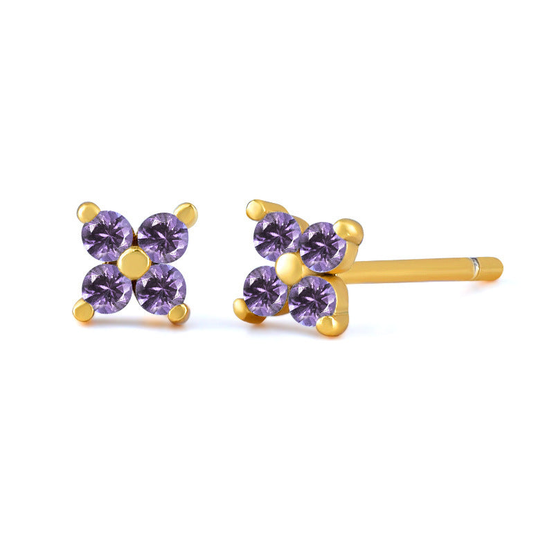 Micro-inlaid Colorful Zircon Earrings Simple