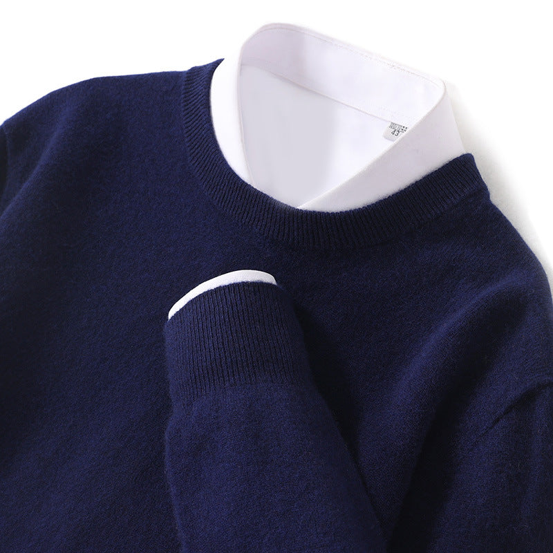 Men's Pure Wool Round Neck Autumn And Winter Knitted Sweater