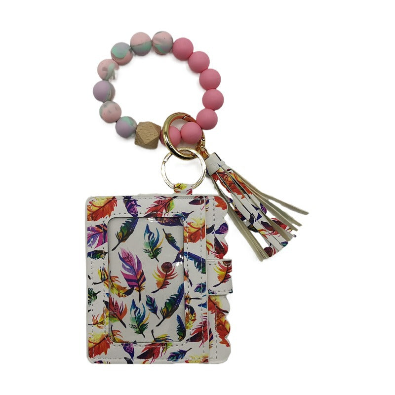 Silicone Beads Bracelet Key Chain Leopard Print