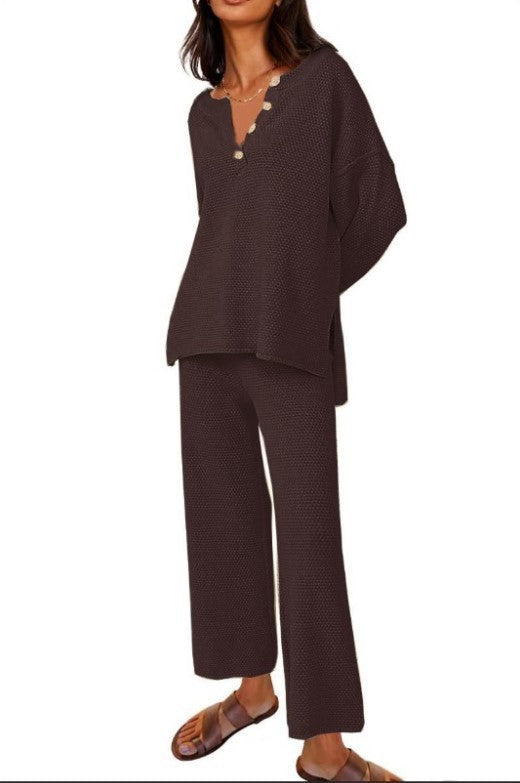 Solid Color Loose Leisure Two-Piece Set