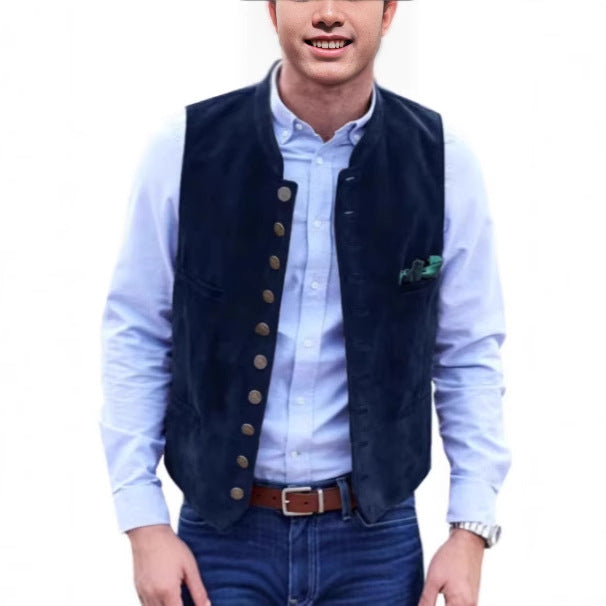Men's European And American Retro Velvet Multi-button Casual Vest Coat