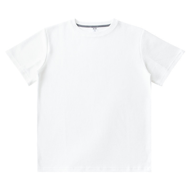 Knitted Short-Sleeved T-Shirt Men’s Loose Solid Color